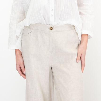 East Clothing Linen Trouser Stone Wide Leg Palazzo Trouser Summer Relaxed - Quality Brands Outlet