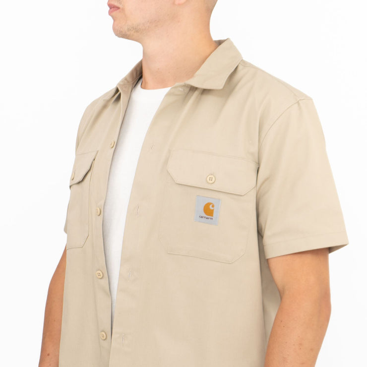 Carhartt WIP Men Master Beige Short Sleeve Button-Up Shirts