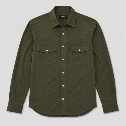 Ryan Long Sleeve Jersey Western Shirt – Dark Green-Quality Brands Outlet-