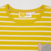 Mini Boden Girls Yellow Striped T-Shirt Cotton Long Sleeve Tops - Quality Brands Outlet