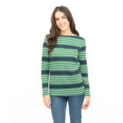 Crew Clothing Womens Top Ultimate Breton Stripe Green - Quality Brands Outlet