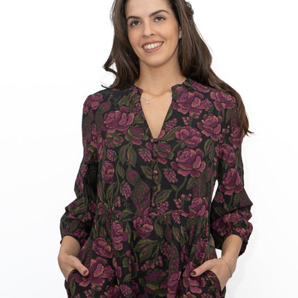 Seasalt Purple Engleheart Dress in Tapestry Bloom Grape Print Midi-Quality Brands Outlet-