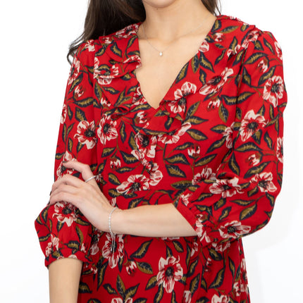 Seasalt Red Furled Flower Dress in Mary Rose Flo Print-Quality Brands Outlet-
