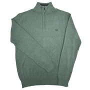 Crew Clothing Mens Knitted Jumper Long Sleeve Half Zip Pale Green - Quality Brands Outlet