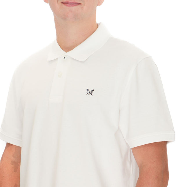 Crew Clothing Polo Shirt Classic Pique Cotton White-Quality Brands Outlet-