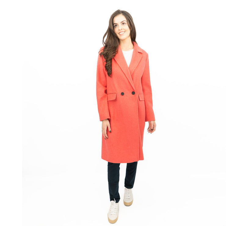 Phase Eight Revere Coat Wool Blend Double Breasted Knee Length Pink