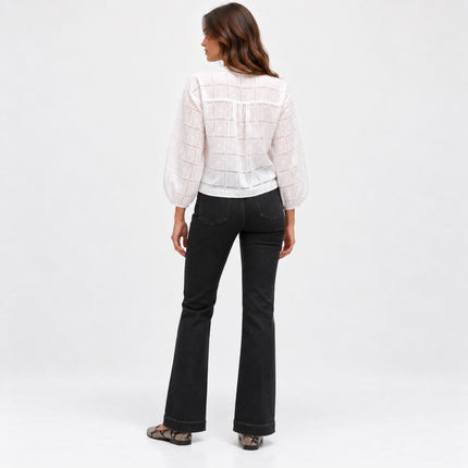Womens Boot Cut Jeans High Waisted Slim Flare Shape - Black