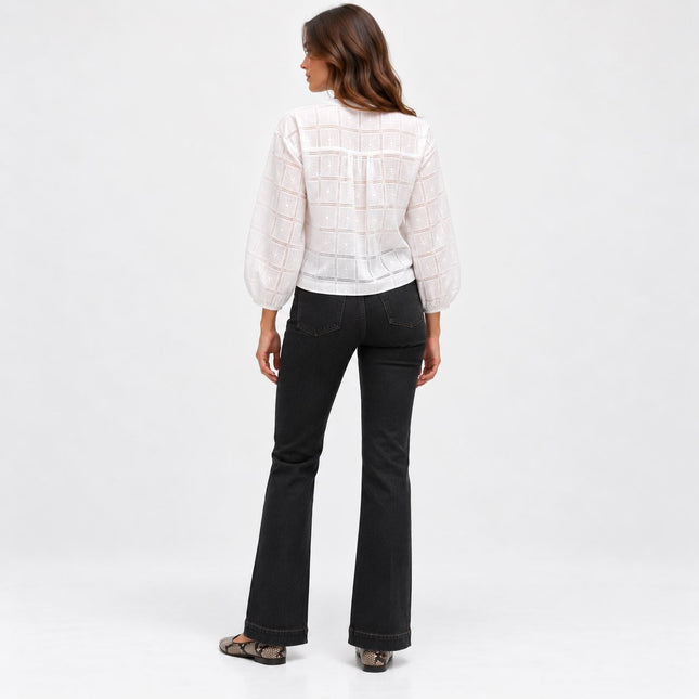 Womens Boot Cut Jeans High Waisted Slim Flare Shape - Black