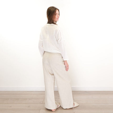 East Clothing Linen Trouser Stone Wide Leg Palazzo Trouser Summer Relaxed - Quality Brands Outlet