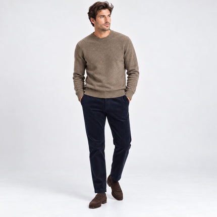 Mens Jumpers Ultimate Lambswool Crew Neck Jumper - Mushroom Taupe-Quality Brands Outlet-