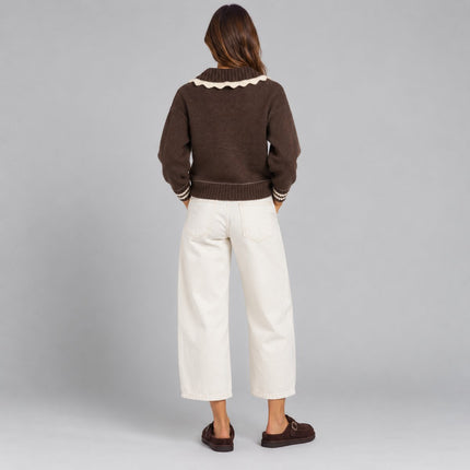 M&S Per Una Cropped Barrel Leg Jean Ecru-Quality Brands Outlet-
