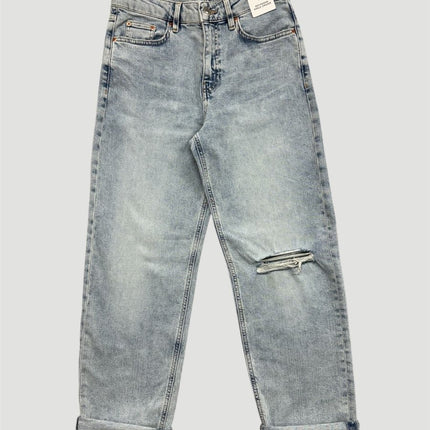 M&S Boyfriend Ankle Grazer Jean Light Indigo Relaxed Fit Casual Denim - Quality Brands Outlet