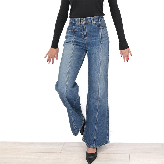 Flare Wide Leg Jeans Mid Blue - Quality Brands Outlet