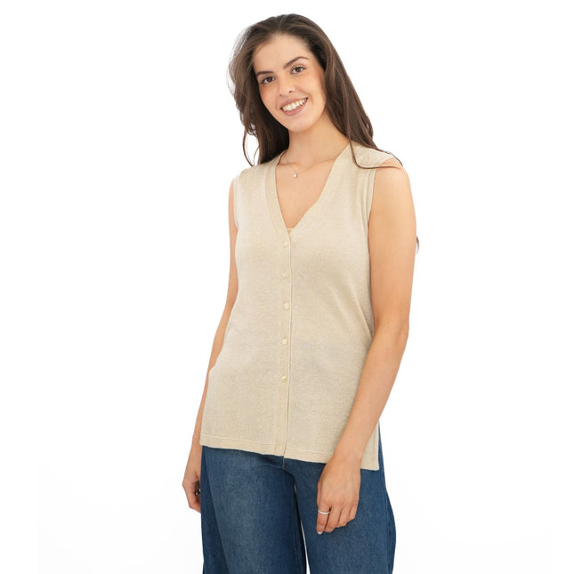 M&S Gold Sparkle Sleeveless Knit Vests-Quality Brands Outlet-