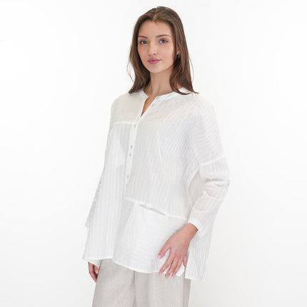East Clothing Shirt Relaxed Fit White Cotton Blouse - Quality Brands Outlet