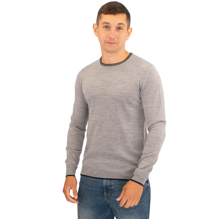 Nicole Farhi Farhi Mens Crew Neck Merino Wool Jumper Grey Quality Brands Outlet