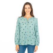 White Stuff Florine Embroidered Shirt Soft Green Long Sleeve Tops