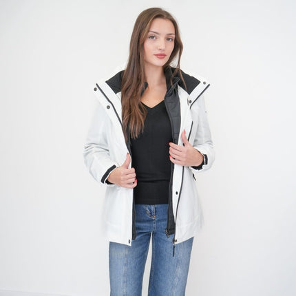 3-in-1 Waterproof Ski Jacket White with Detachable Insert-Quality Brands Outlet-