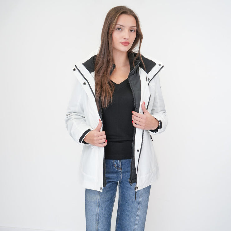 3-in-1 Waterproof Ski Jacket White with Detachable Insert