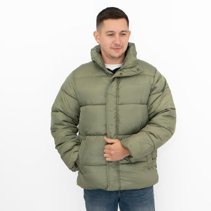Water Repellent Puffer Jacket Olive Green Winter Coat