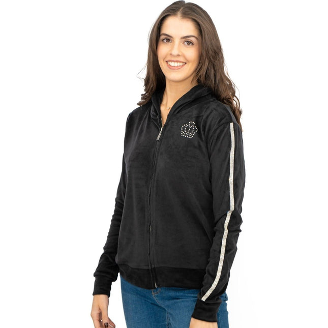 Lipsy Girl Teen Sequin Full Zip Black Velour Hoodies - Quality Brands Outlet