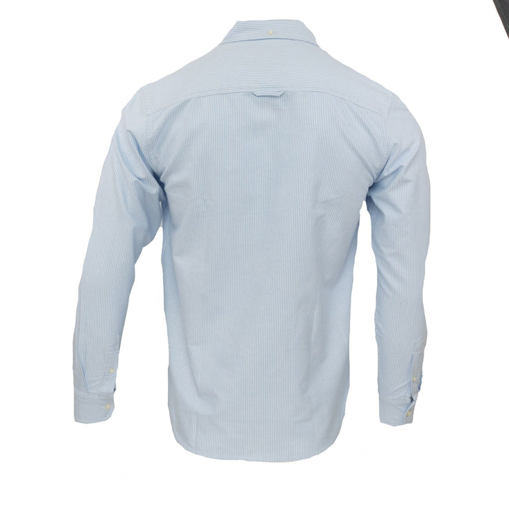 Carhartt WIP Men Duffield Blue Pinstriped Long Sleeve Shirts Button-Down Collar Round Hem - Quality Brands Outlet