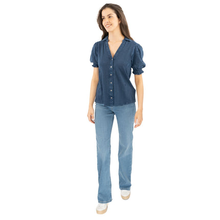 White Stuff Penelope Blue Denim Embroidered Top-Quality Brands Outlet-