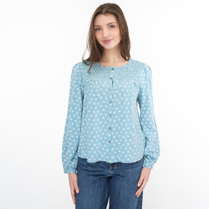 White Stuff Soft Blue Daniella Long Sleeve Tops-Quality Brands Outlet-