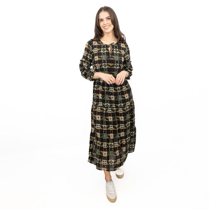 Seasalt Black Dearling Dress Tiered Patchwork-Quality Brands Outlet-