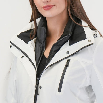 3-in-1 Waterproof Ski Jacket White with Detachable Insert-Quality Brands Outlet-