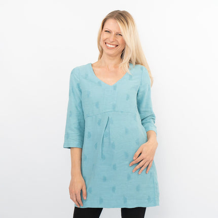 White Stuff Bailey Blue Linen 3/4 Sleeve Tunics Longline Tops-Quality Brands Outlet-
