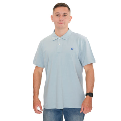 Crew Clothing Polo Shirt Classic Pique Cotton Light Blue - Quality Brands Outlet