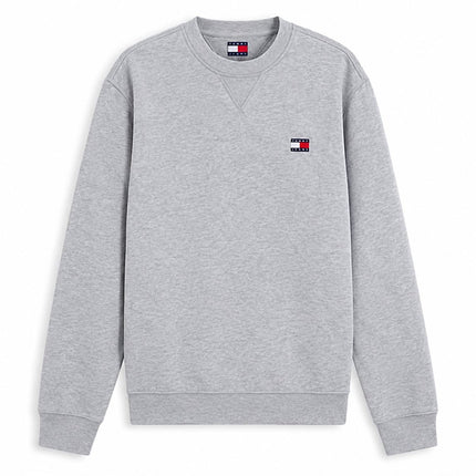 Mens Sweatshirts Badge Fleece Crew Neck Long Sleeve Tops - Grey-Quality Brands Outlet-