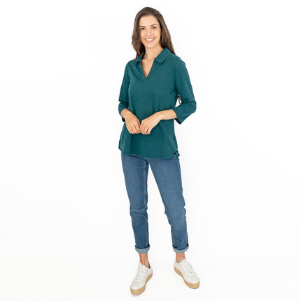 Seasalt Wavecrest Dark Green 3/4 Sleeve Top-Quality Brands Outlet-