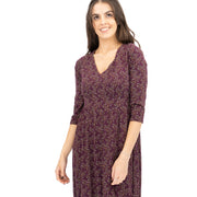 Seasalt Maggie Maxi Dress Purple Floral Cotton 3/4 Sleeve - Quality Brands Outlet