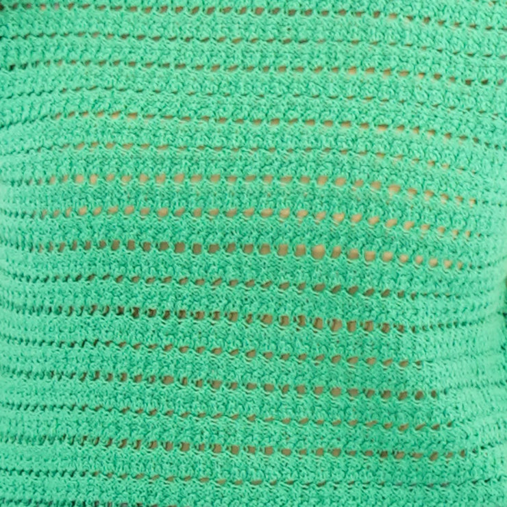 M&S Green Cotton Rich Striped Crochet Top - Quality Brands Outlet