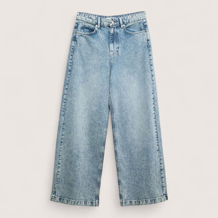 M&S Autograph High Waisted Wide Leg Jeans Indigo Cotton Lyocell - Quality Brands Outlet