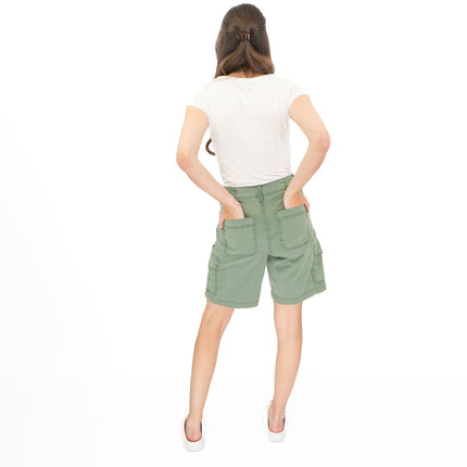 M&S Cargo Shorts Classic Cotton Lyocell Green Easy Wear - Quality Brands Outlet