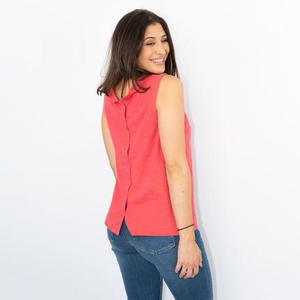 White Stuff Sleeveless Cotton Jersey Embroidered Red Vest Summer Tops-Quality Brands Outlet-