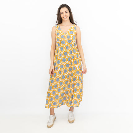 Seasalt Womens Polmanter Yellow Sunflower Jersey Dress-Quality Brands Outlet-