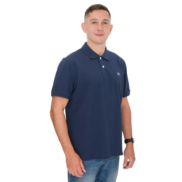 Crew Clothing Polo Shirt Classic Pique Cotton Navy - Quality Brands Outlet