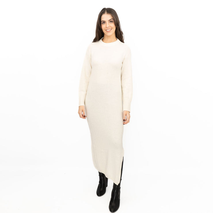 beige midi jumper dress Only Sasha Long Sleeve Long dress Beige XS Woman