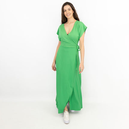 Coast Green Short Sleeve Cross Wrap Long Maxi Dresses-Quality Brands Outlet-