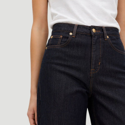 M&S High Waisted Smart Wide Leg Jeans Indigo Mix - Quality Brands Outlet