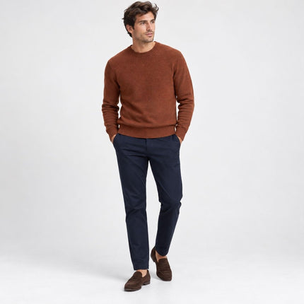 Mens Jumpers Ultimate Lambswool Crew Neck Jumper - Redwood Brown-Quality Brands Outlet-