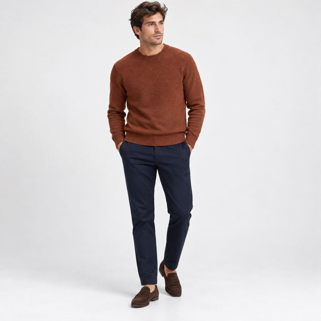 Mens Jumpers Ultimate Lambswool Crew Neck Jumper - Redwood Brown-Quality Brands Outlet-