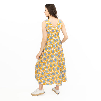 Seasalt Womens Polmanter Yellow Sunflower Jersey Dress-Quality Brands Outlet-