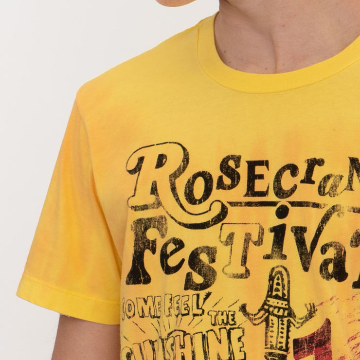 True Religion Men Yellow Tie Dye T-Shirt Graphic Print Short Sleeve Tops