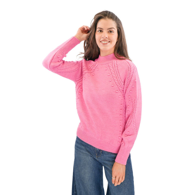 M&S Pink Rib & Bobble Jumper-Quality Brands Outlet-