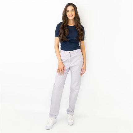 M&S Cotton Rich Tapered Ankle Grazer Chinos Pale Lilac-Quality Brands Outlet-
